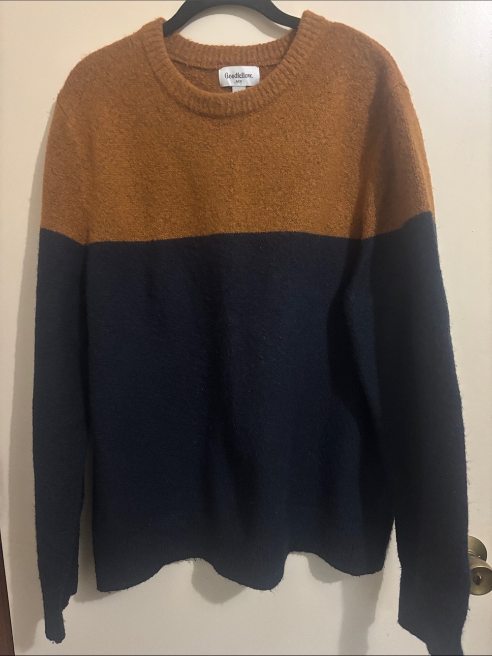 Goodfellow & Co Two-Tone Colorblock Crewneck Sweater - Gold & Navy